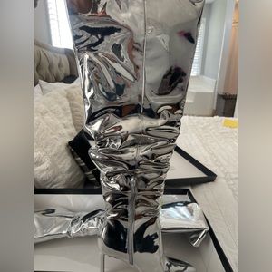 Silver Thigh High Boots